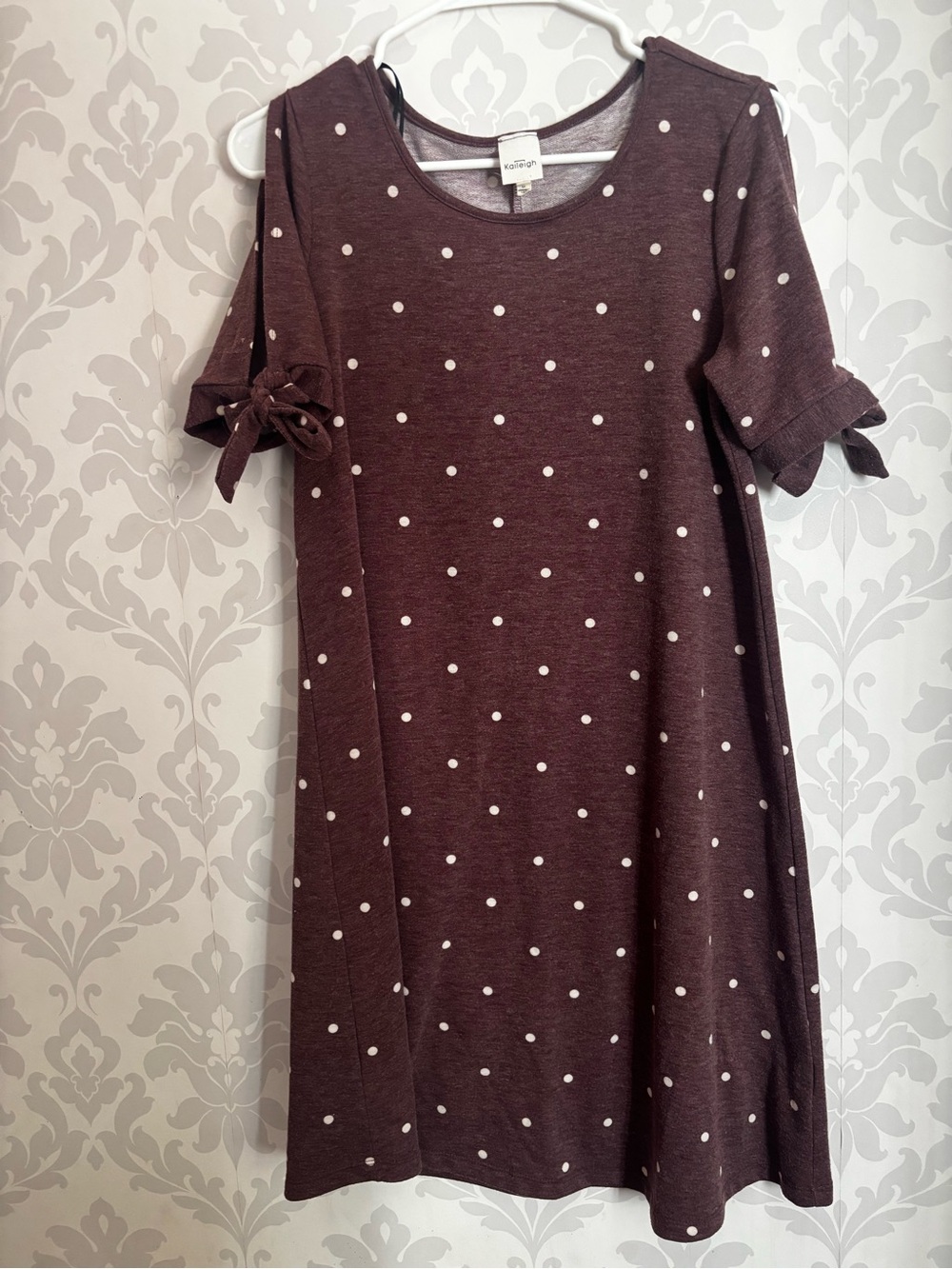 Kaileigh Burgundy Polka Dot Tie Sleeve Mini Dress